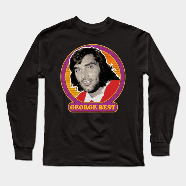 George Best // Retro Style Fan Art Design Long Sleeve T-Shirt by DankFutura